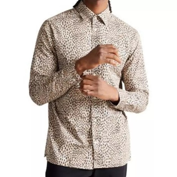 Ted Baker Dunston Retro Dot Long Sleeve Shirt Men's Size 5 XL NEW 919 - Picture 1 of 6